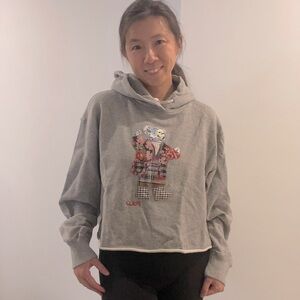 Ralph Lauren polo women patchwork bear hoodies holiday gift relax fit crop